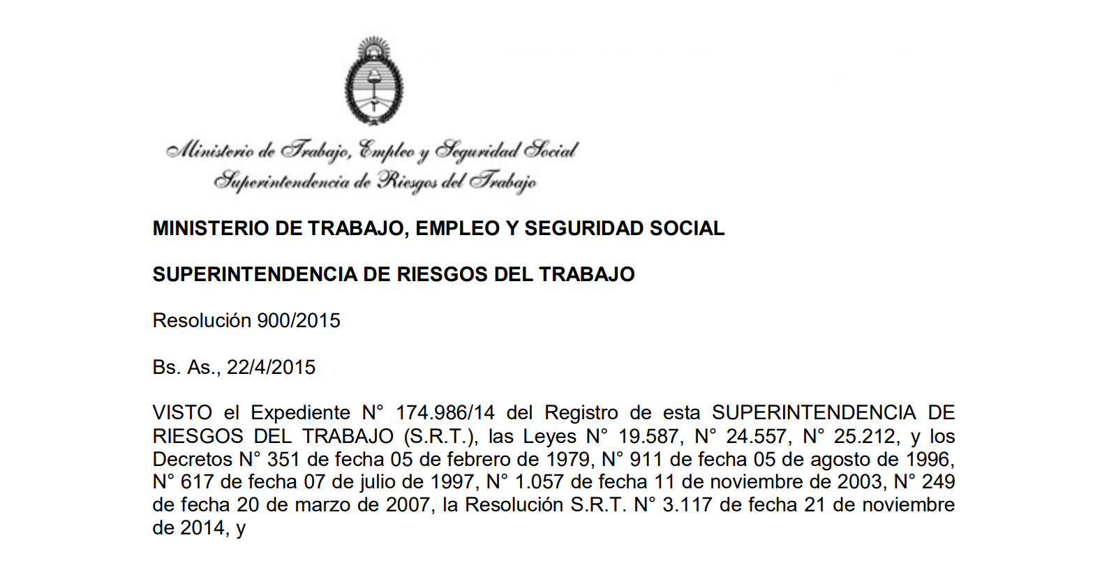 Resolución SRT 900/15 sobre la Puesta a Tierra