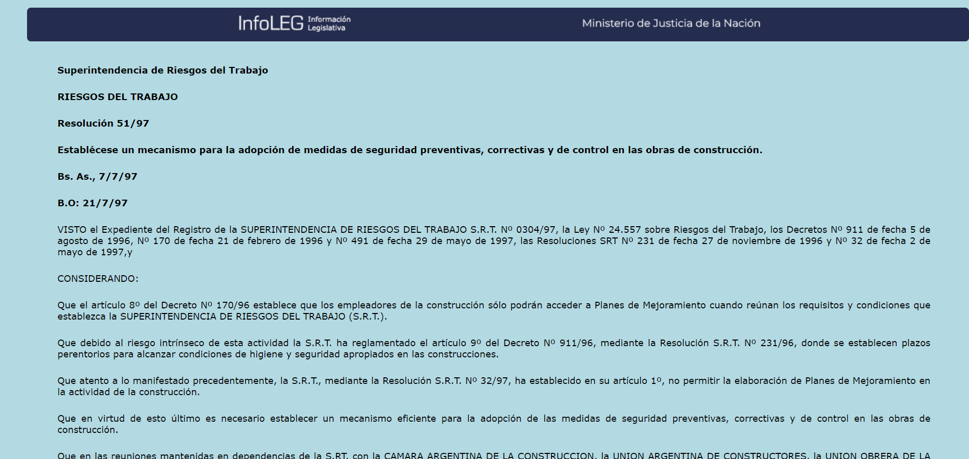 Qué es la Resolución SRT 51 97